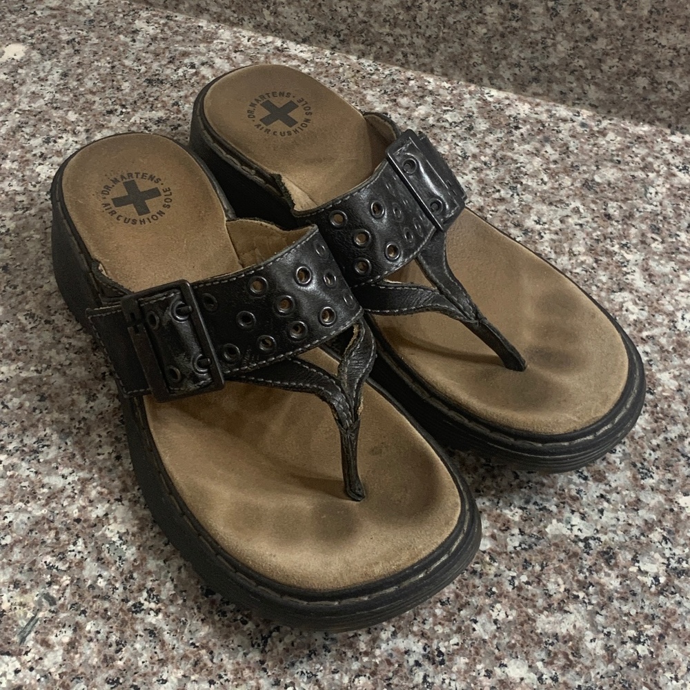 Dr. Martens Eartha Black Sandal Flip Flops Size 6